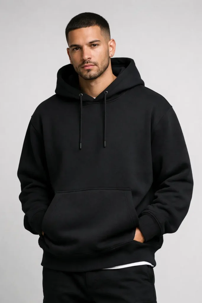 Custom streetwear hoodie manufacturing with premium fabric and modern fit