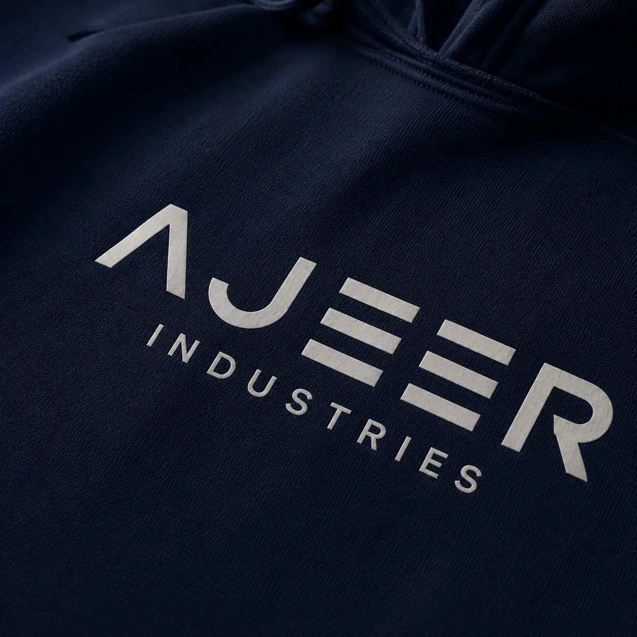 Custom logo printing on hoodie fabric showcasing private label streetwear hoodie printing services by AJEER Industries