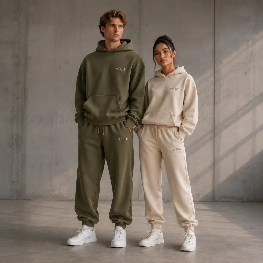Custom sweatsuit manufacturer showing matching silhouette
