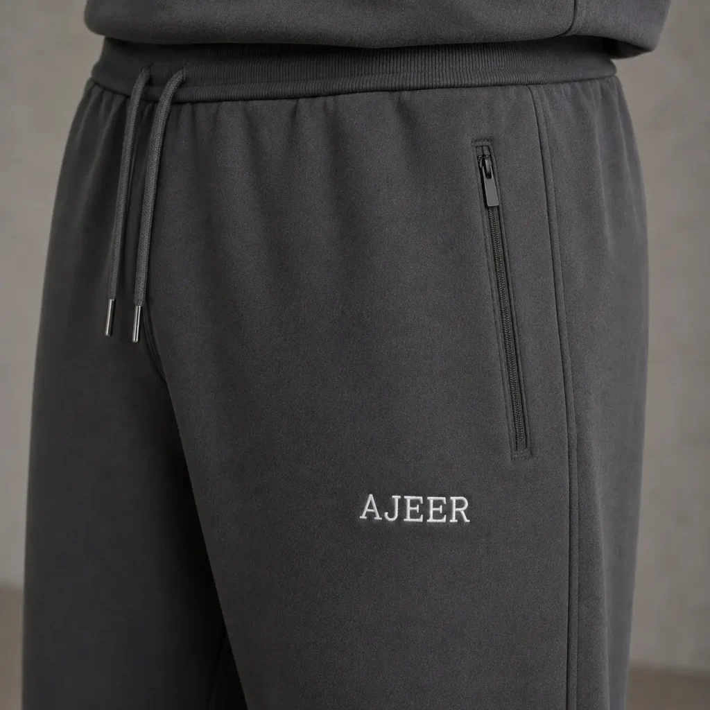 zipper sweatpants with ajeer logo