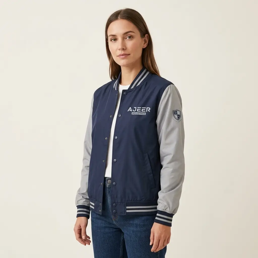 Lightweight varsity jacket designed for layering and everyday wear