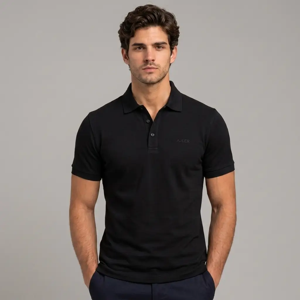 slim fit black polo shirt