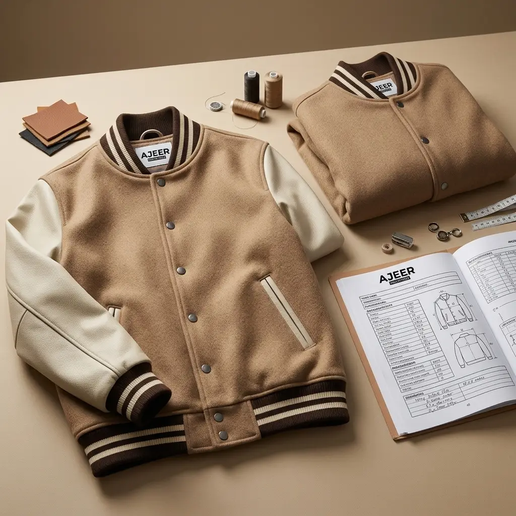 Custom varsity jacket sample prepared for bulk production